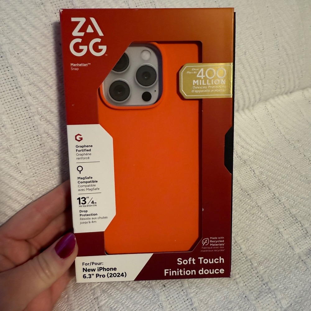 New Zagg IPhone Pro 6.3" Protective Phone Case Bright Orange Mag safe drop prote